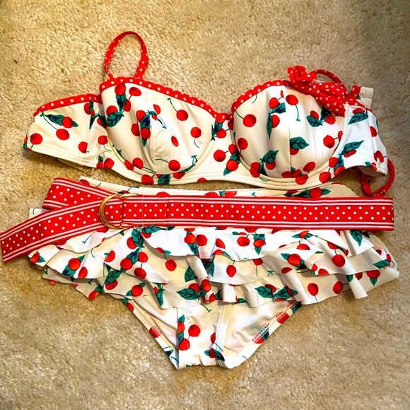 Juicy Couture Other - Juicy Couture Cherry Swimsuit (Size: Medium Top, Size: P/TP Bottoms)